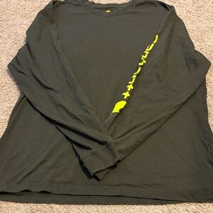 Carhartt Dark Green Long Sleeve Tee with Yellow Design